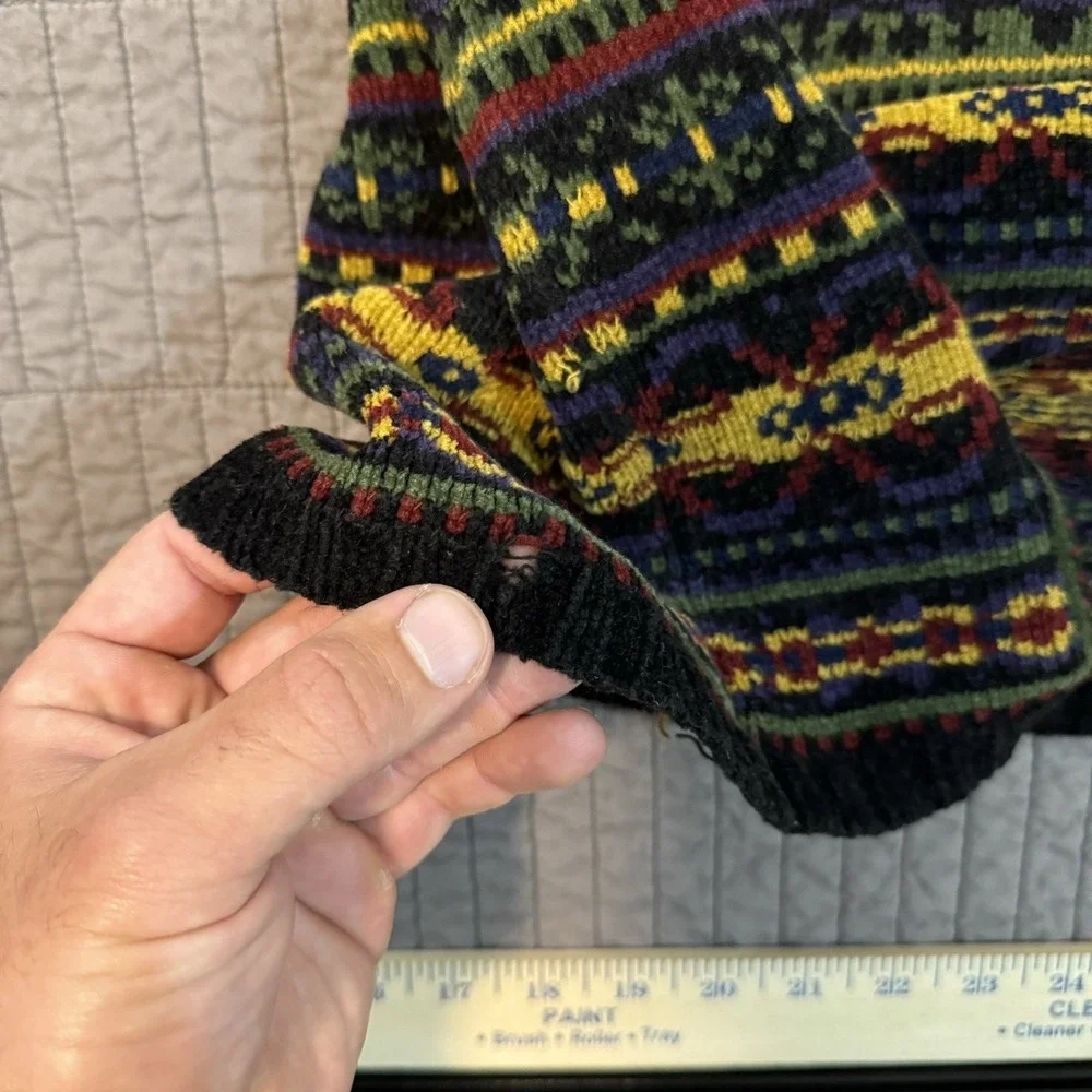 Vtg Y2K Fair Isle Turtleneck Sweater Women's Medium‎ Colorful Cozy Knit Nordic
